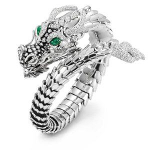 "High-grade CZ Diamond Micro-inlaid Green Eyes Dragon Ring, GPMB1494